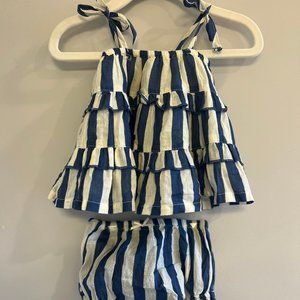 NWOT Pink Chicken // Blue Striped 2-Piece // (3-6 months)